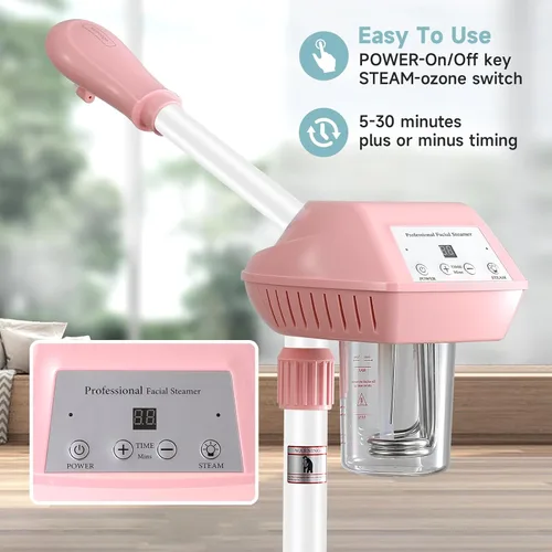 Vista 4 de Vaporizador Facial Profesional, Vaporizador Facial sobre Ruedas, Vaporizador para Esteticistas con Más Vapor para Hidratación y Humectación, Altura