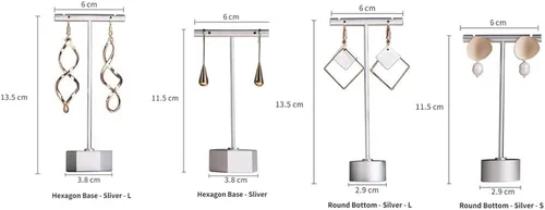 Vista 3 de GISELA D 4 soportes de exhibición de metal plateado para arete en T para exhibición, joyería en línea tiendas en línea accesorios de exhibición