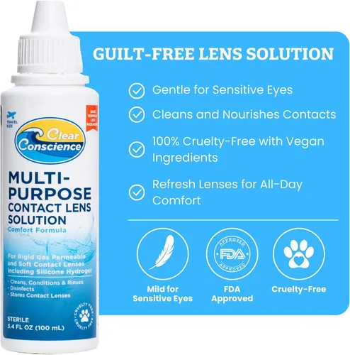 Vista 2 de Clear Conscience Solución multiusos para lentes de contacto, 3 onzas