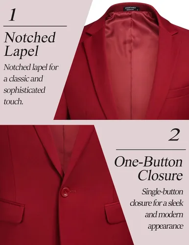 Vista 4 de COOFANDY Trajes de 2 piezas para hombre, chaqueta de dos botones, esmoquin, pantalón de traje ajustado