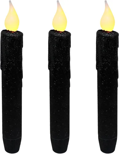 Vista 8 de CVHOMEDECO. Velas LED sin llama con purpurina parpadeantes que funcionan con pilas, con temporizador para el hogar, boda, Halloween, decoración