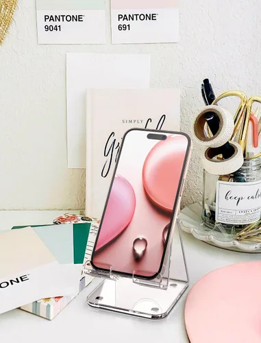 Vista 4 de Soporte acrílico para teléfono celular, soporte para teléfono Transparente