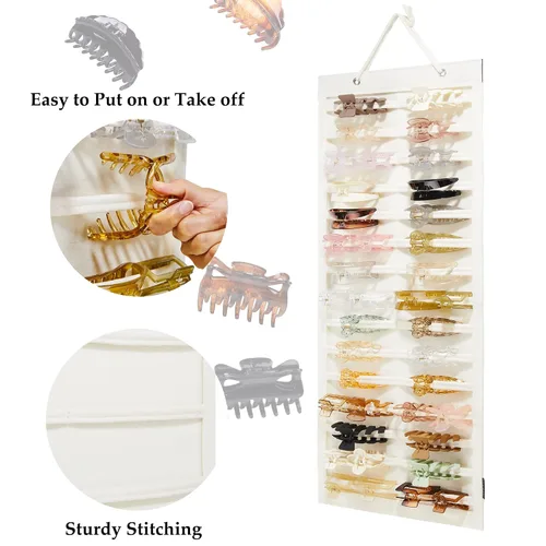 Vista 4 de Organizador de pinzas colgantes para el cabello, organizadores y almacenamiento para mujeres y niñas, soporte de pinzas para el cabello para pared