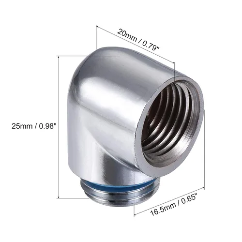 Vista 2 de uxcell 90° macho a hembra extensor montaje G1/4 para sistema de refrigeración por agua plata 4pcs