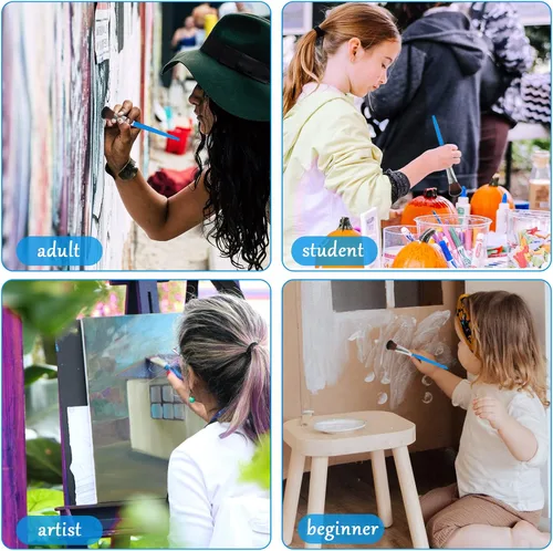 Vista 7 de 6 pinceles para fregona para pintura acrílica, pincel ovalado de 1 pulgada con mango de madera para acrílico, acuarela, arte facial y corporal