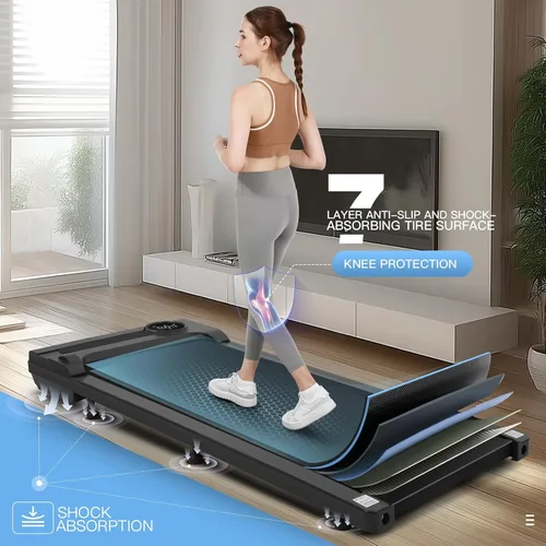 Vista 2 de ANCHEER Walking Pad 3.0HP Under Desk Treadmill 300lbs Weight Capacity with Remote Control, Compact Electric Treadmills for Home/Gym/Office with LED