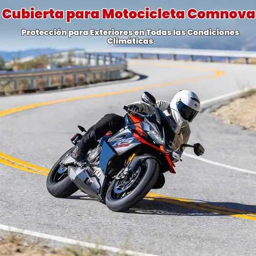 Vista 8 de Comnova - Funda para motocicleta de 81 pulgadas, 600D, impermeable, con orificio de bloqueo, ajuste universal para Harley, Honda, Kawasaki Negro