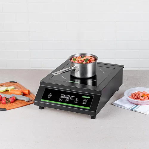 Vista 3 de Restaurantware -Kitchen Tek - Placa de inducción de 1800 W, 1 placa eléctrica con sensor táctil - 140F a 465F, 10 ajustes de potencia, estufa