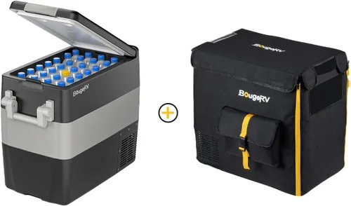 Vista 8 de BougeRV Refrigerador de 12 V, nevera, congelador, portátil, para automóvil, 42 cuartos de galón, enfriador eléctrico de 12 V/24 V CC 110 ~ 240 V CA
