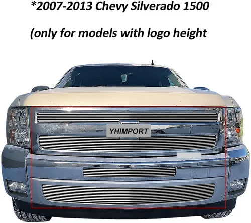 Vista 4 de Inserto de parrilla de aluminio para 2007 2008 2009 2010 2011 2012 2013 Chevy Silverado 1500 Parrilla delantera superior e inferior pulida