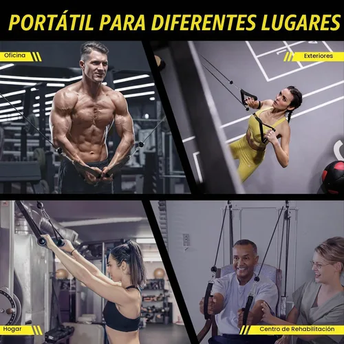 Vista 6 de Concho Sistema de polea de peso, sistema de polea de cable mejorado para gimnasio con cable de peso ajustable y asas desmontables, sistema de polea