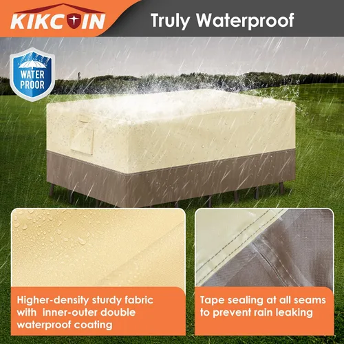 Vista 10 de Fundas impermeables para muebles de patio para mesa de comedor y sillas, funda rectangular para juego de muebles de exterior, antidecoloración