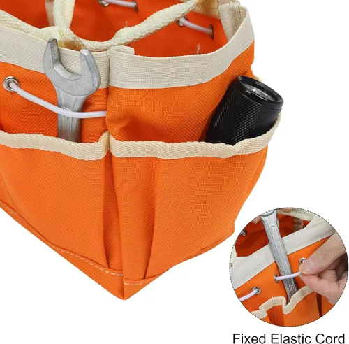 Vista 5 de HARFINGTON Bolsa de herramientas de jardín pequeña de 7.5 x 4 x 5 pulgadas, Oxford impermeable con bolsillos, bolsa de mano de jardín, organizador