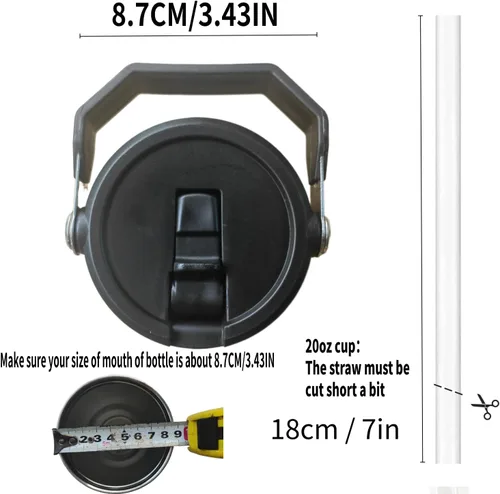 Vista 9 de 2PC Tapas de Vaso de Repuesto a Prueba de Fugas con Popote - Compatibles con Vaso Stanley NUEVA VERSIÓN Iceflow Flip, Quencher H2.0 y Protour Negro