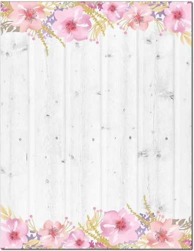 Vista 19 de Papelería rústica de madera gris – 8.5 x 11 – 60 hojas con membrete rústico (madera de granero y flores)