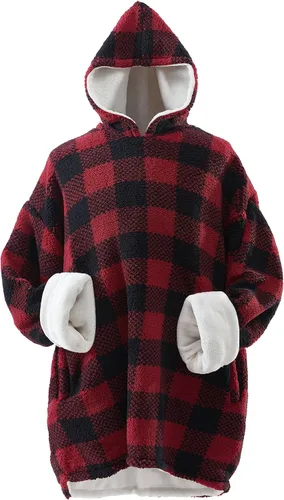 Vista 10 de Coleman Sudadera con Capucha de Manta Vestible de Gran Tamaño de Sherpa y Micro-Visón, Azul - Talla Única para la Mayoría