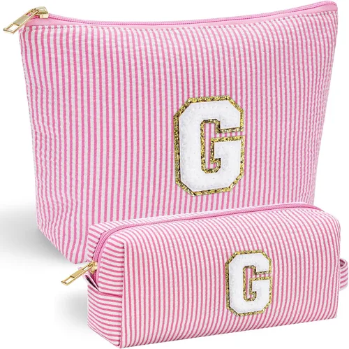 Vista 114 de YOOLIFE Regalos del Día de la Madre para Mujeres, Bolsa de Maquillaje con Iniciales, Bolsa de Maquillaje para Viaje, Bolsa de Maquillaje Negro