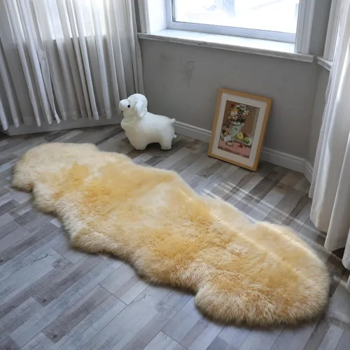 Vista 19 de Alfombra de piel de oveja, mullida y esponjosa, súper suave de 24 x 36 pulgadas, alfombra de pelo de oveja de felpa, alfombras decorativas