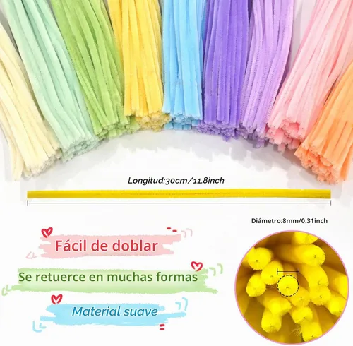 Vista 2 de Limpiapipas pastel, 500 unidades, 10 tallos de chenilla surtidos para manualidades Esquema de color de caramelo de macaron