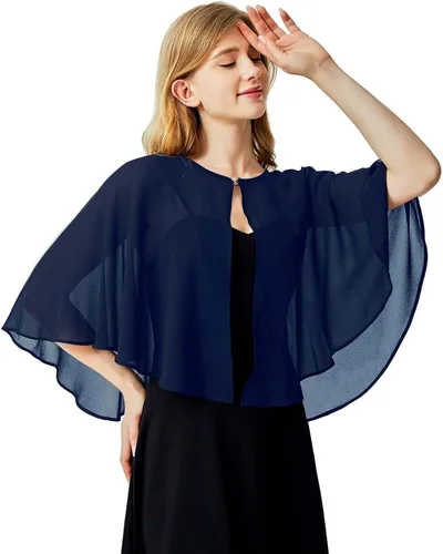 Vista 6 de Ciormis Capa de gasa suave para mujer, chal de boda, vestido de noche