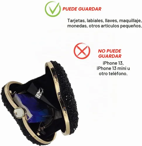 Vista 6 de Bonito Bolso de Mano en Forma de Corazón con Diamantes de Imitación para Boda, Mini Bolso de Amor con Diamantes de Imitación para Fiesta, Bolso