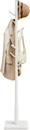 Vista 8 de VASAGLE Perchero de madera maciza, árbol de entrada con 8 ganchos, 3 opciones de altura, para abrigos, sombreros, bolsos, carteras, para entrada