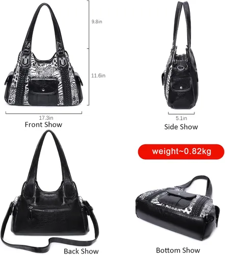 Vista 3 de Angelkiss - Bolsos y bolsos de mano para mujer de cuero vegano lavado bolso cruzado estilo hobo