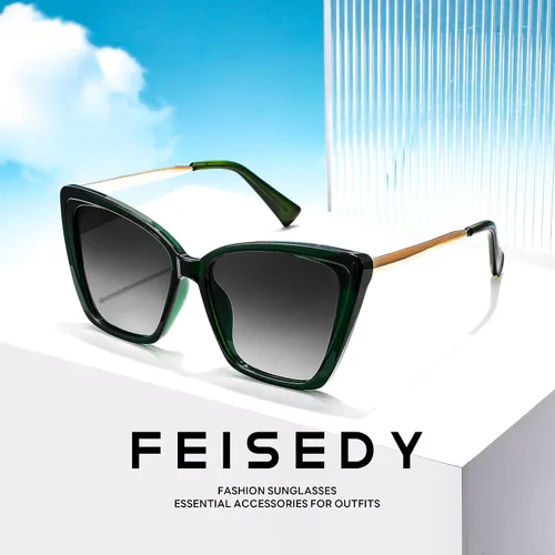Vista 7 de FEISEDY Gafas de sol polarizadas de moda para mujer, gafas de sol cuadradas retro para mujer con ojo de gato B4134