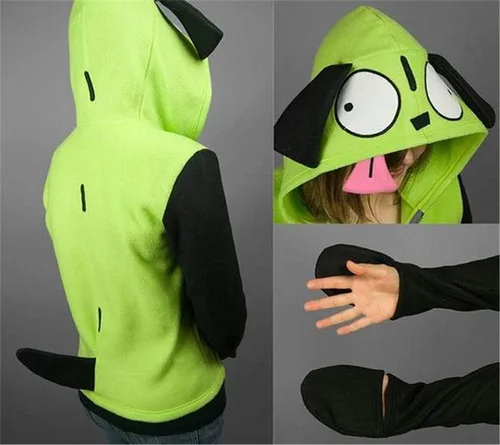 Vista 2 de Invader Cosplay Zim - Sudadera con capucha y cremallera para hombre, disfraz de Halloween