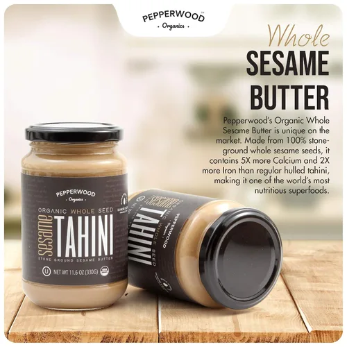 Vista 5 de Pasta de Tahini de Sésamo Integral Orgánica – Sin Descascarillar y Molida en Piedra – Textura Sedosa y Suave en Hummus, Salsas, Aderezos – Sin Sal