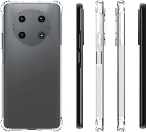 Vista 4 de USTIYA Caso para Honor X9 Clear TPU Cuatro Esquinas Cubierta Protectora Transparente Suave Funda