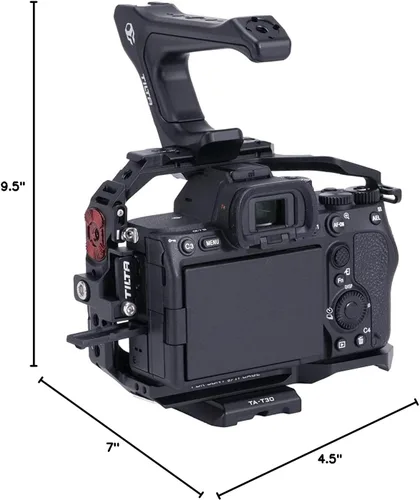 Vista 5 de Tilta Jaula para cámara compatible con Sony A7 IV, a1, S3, R4, 73, R3, A9 Kit básico Mango superior compacto, mango de alimentación lateral