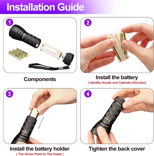 Vista 6 de Linterna de luz ultravioleta de luz negra, 21 LED de 395 nm, mini detector de orina de mascotas para perros y gatos, manchas secas, curado