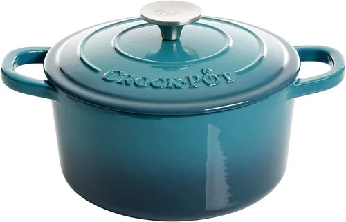 Vista 15 de Crock-Pot Horno Holandés Artesanal Redondo de Hierro Fundido Esmaltado, 3 Cuartos, Aqua