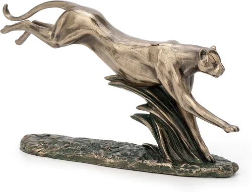 Vista 3 de Veronese Design Decoración de mesa de estatua de animal africano con acabado de bronce guepardo abstracto de 6.5 pulgadas