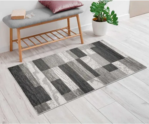 Vista 54 de Superior - Alfombra de pasillo, reverso de yute, moderna, geométrica, para dormitorio, oficina, sala de estar, entrada, suelo de madera dura