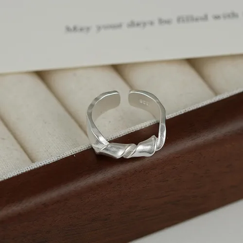 Vista 137 de Anillo de plata de ley 925, minimalista, ajustable, hecho a mano, para mujeres y niñas