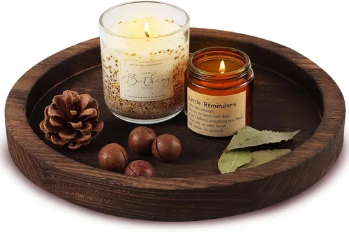 Vista 8 de Hatway Bandeja Decorativa de Madera Portavelas Bandeja Larga de Madera Decoración del Hogar, Platos de Centros de Mesa para Centros de Mesa