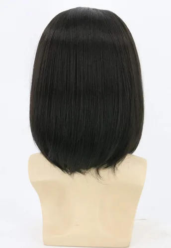 Vista 5 de Topcosplay Pelucas cortas negras rectas para hombre, pelucas de fiesta de disfraces de Halloween