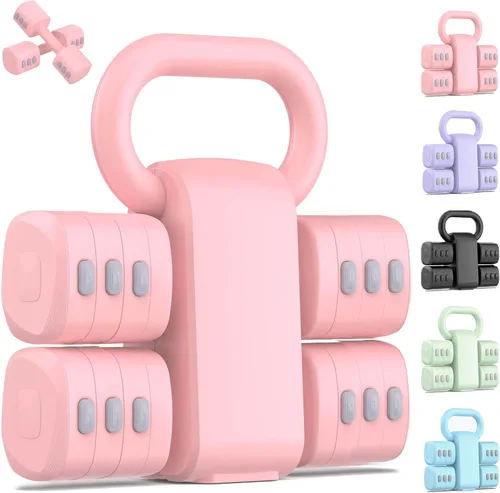 Vista 8 de 2-in-1 Adjustable Dumbbell Set, 4-Level Weights for Women Negro