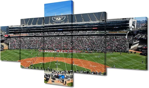 Vista 33 de Arte de pared en lienzo de estadio Allegiant, arte de pared para sala de estar, equipo de fútbol americano, pintura moderna de Nevada Las Vegas