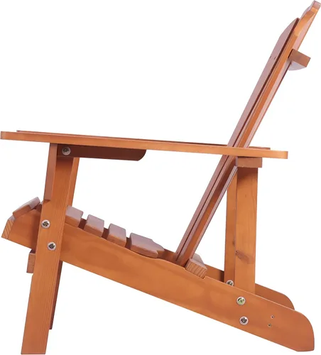 Vista 4 de Silla Adirondack de madera maciza para patio trasero, jardín, césped, porche, color beige