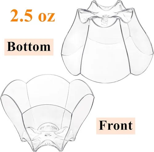 Vista 4 de Tebery Paquete de 100 mini tazas de postre Parfaits con 100 cucharas, cuenco pequeño transparente de 2.5 onzas para probar postres de fiesta