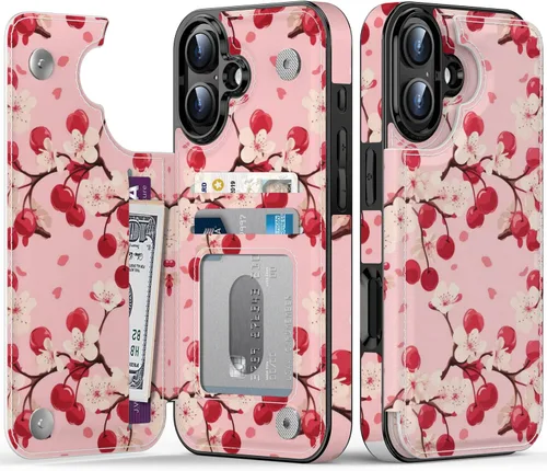 Vista 50 de FUNMIKO Funda tipo cartera para iPhone 13 con tarjetero, bloqueo RFID, protección de grado militar y obras de arte impresas con rayos UV, cierre