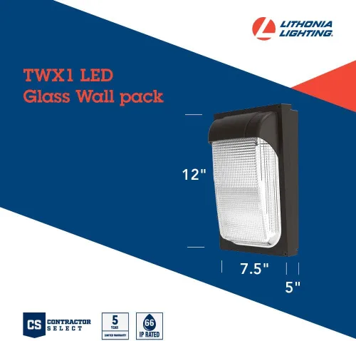 Vista 5 de Lithonia Lighting Mini Lámpara LED de Pared de 7.5", Luminaria Exterior, Luz de Pared para Edificios, Sensor de Anochecer a Amanecer, Blanco Frío 2