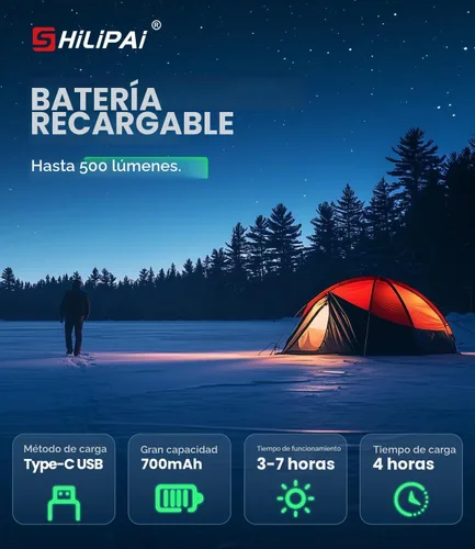 Vista 2 de Faro LED recargable con sensor de movimiento, 6 modos para equipo de camping y senderismo, mini linterna frontal con luz roja, regalo de bolsillo