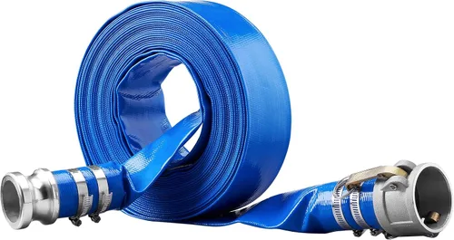 Vista 13 de VEVOR Manguera de descarga, 1-1/2 pulgadas x 100 pies, manguera plana de tela de PVC, manguera de drenaje resistente con abrazaderas, resistente a