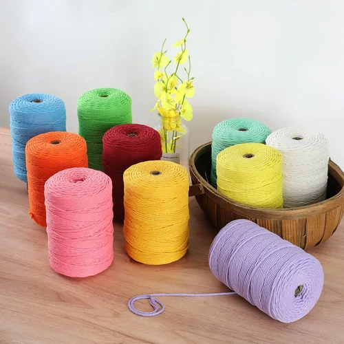Vista 4 de Cordón de macramé 3mm x 300m Cuerda de macramé 100% algodón natural Cordón de algodón trenzado de 4 hebras para manualidades DIY, adornos