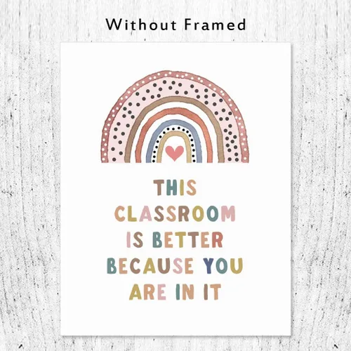 Vista 2 de OFlyDesigns This Classroom Is Better Because You Are In It, decoración bohemia para aula, póster de aula, decoración de sala de juegos, letrero