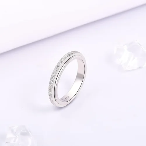 Vista 4 de Teioa Anillos giratorios de plata de ley antiansiedad, anillos para aliviar el aburrimiento, TDAH, autismo, anillos para mujeres y hombres